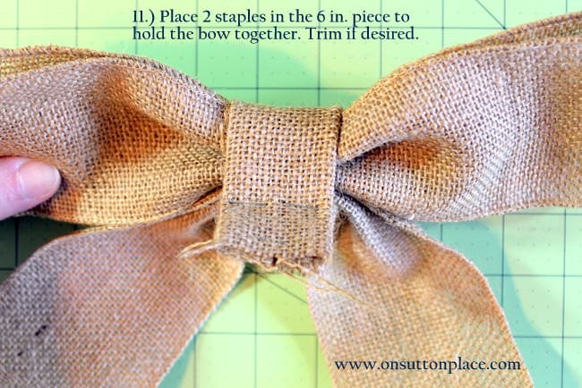 Staple the center of the bow to hold it all together