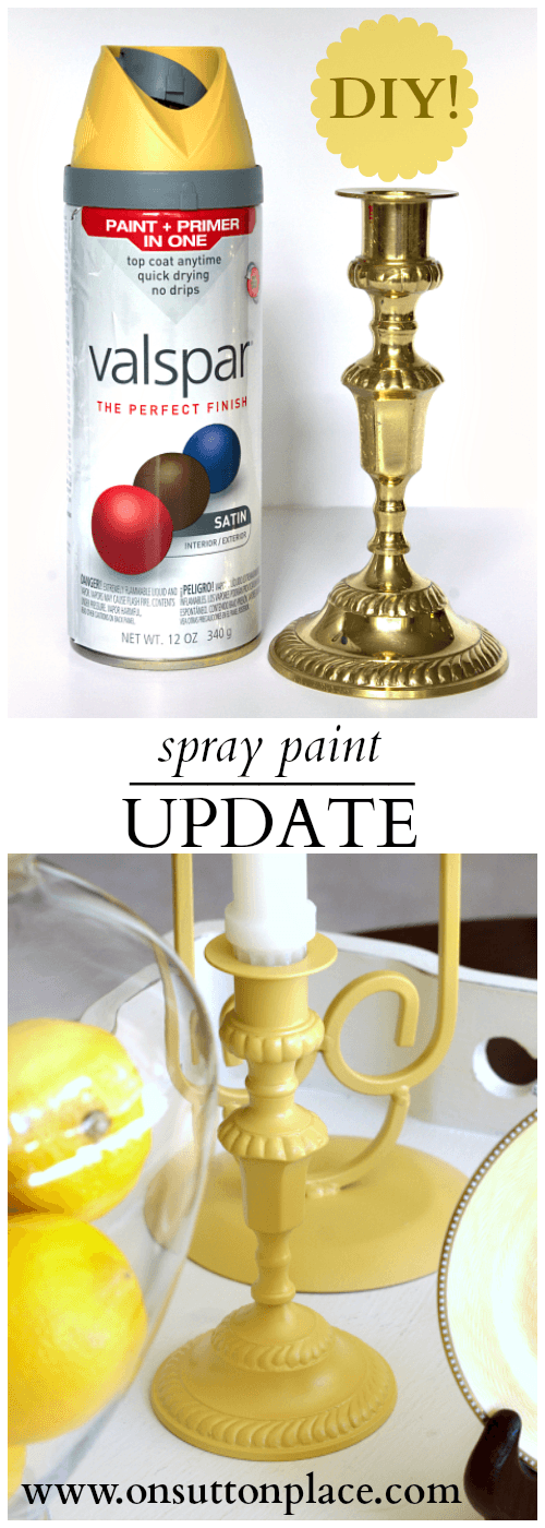Easy spray paint update for old brass thrift store candlesticks found at a thrift store. Spray paint project. Update with spray paint.