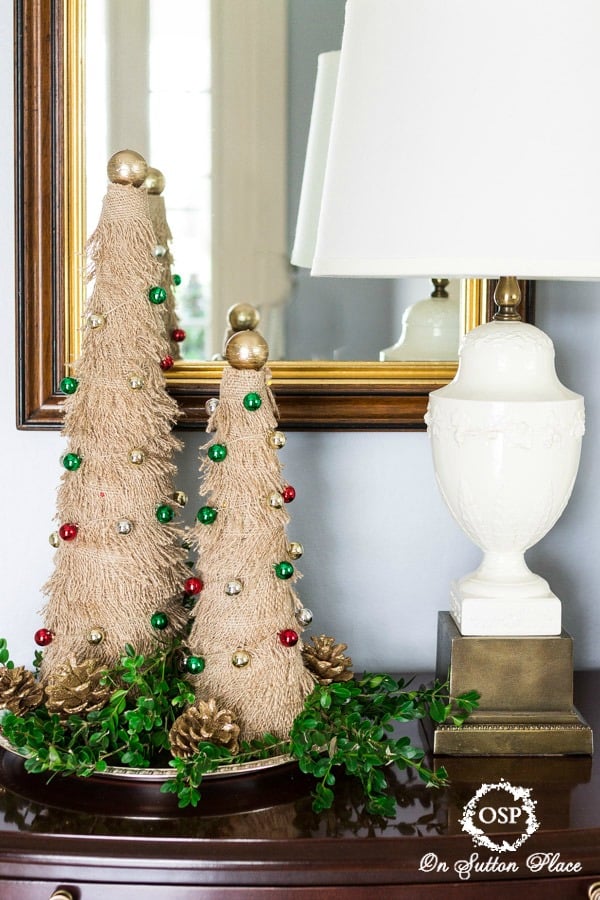 Fringed Burlap Christmas Trees