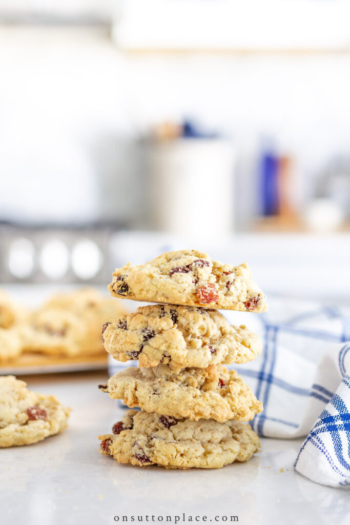 stack of oatmeal raisin cookies
