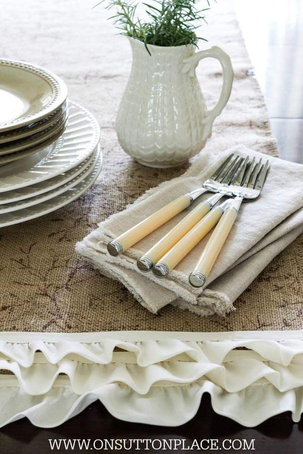 No Sew Burlap Ruffled Runner Tutorial On Sutton Place