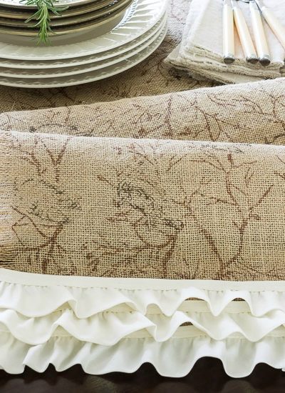 no sew burlap ruffled runner on table fi