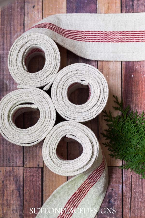 Handmade Vintage Grain Sack Ribbon from suttonplacedesigns.com
