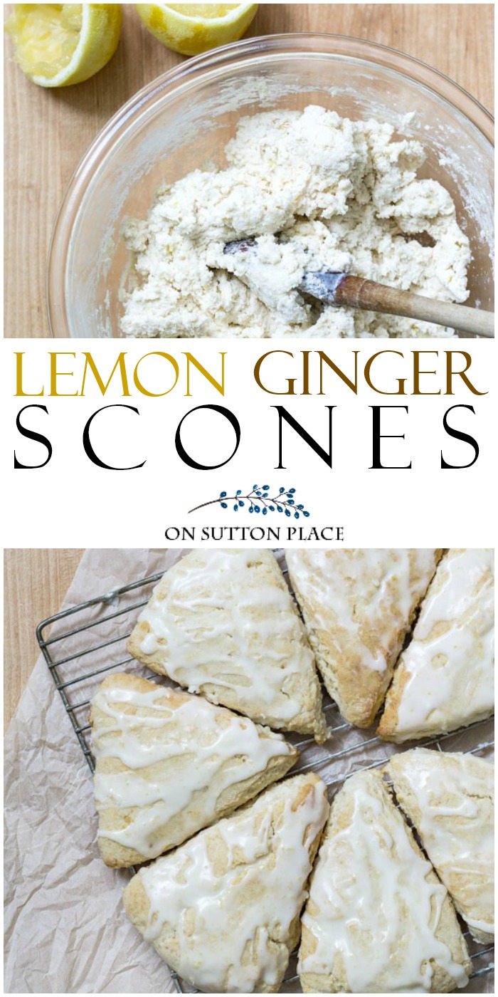 This easy lemon ginger scones recipe has the fresh taste of lemon juice and zest with the added bonus of ginger. Perfect for breakfast or after-school snacks. #scones #sconerecipe #lemon #ginger