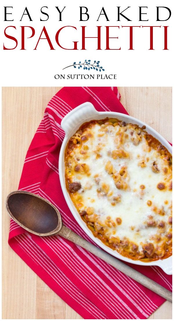 easy baked spaghetti pin This easy baked spaghetti recipe is sure to become a family favorite! It's kid-friendly, quick, and uses basic ingredients everyone will love.