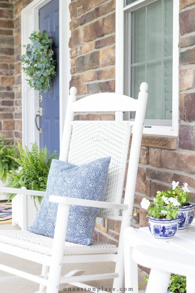front porch decorated for spring