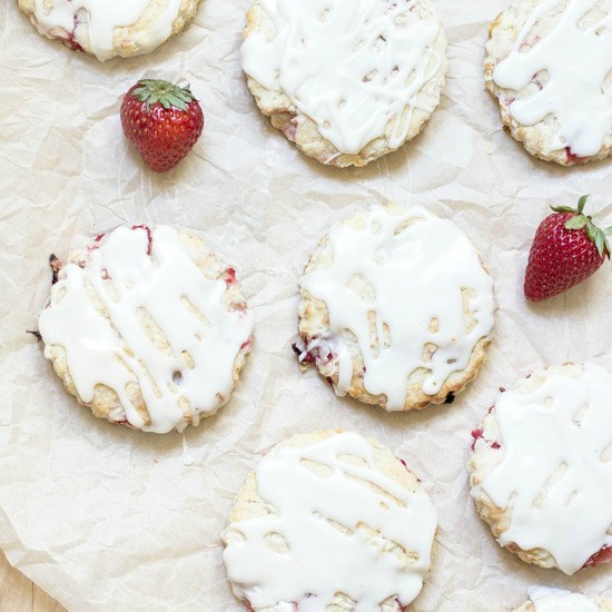 strawberry scone recipe baked glaze fi Easy recipe for Fresh Strawberry Scones. Step by step directions with photos that will turn out the perfect scones. The finishing touch is an amazing glaze that adds just the right amount of sweetness!