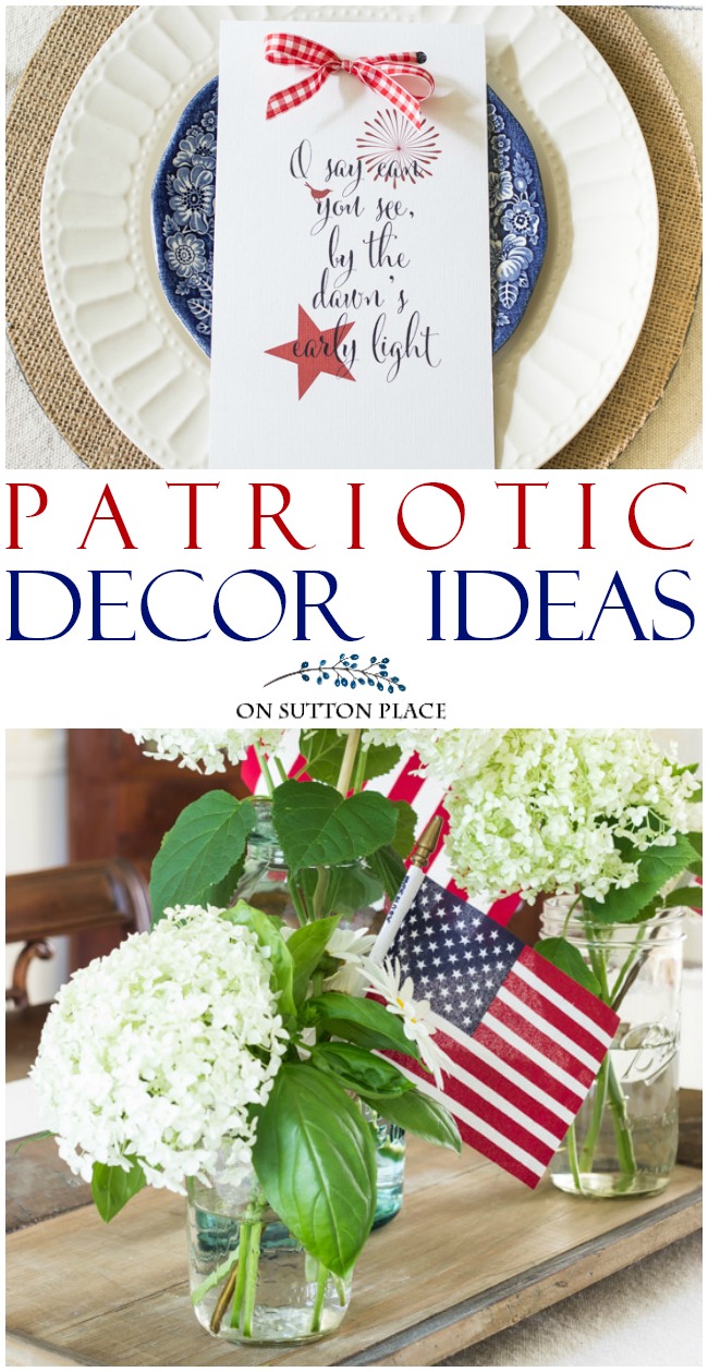 Easy Last Minute Patriotic Decor Ideas | Simple ways to add the red, white and blue to your decor! No planning required and super quick! #american #americanstyle