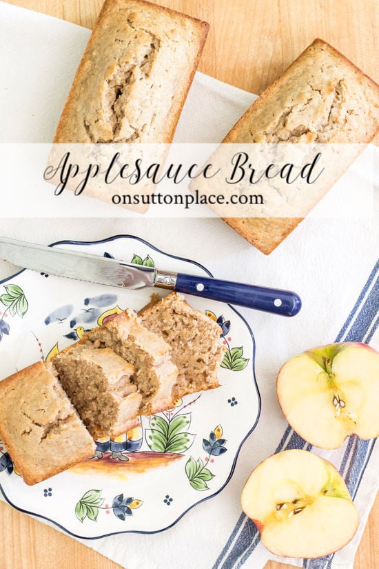 Easy Applesauce Bread Recipe. A hearty and moist quick bread that everyone in the family will love. Goes together quickly and freezes well.