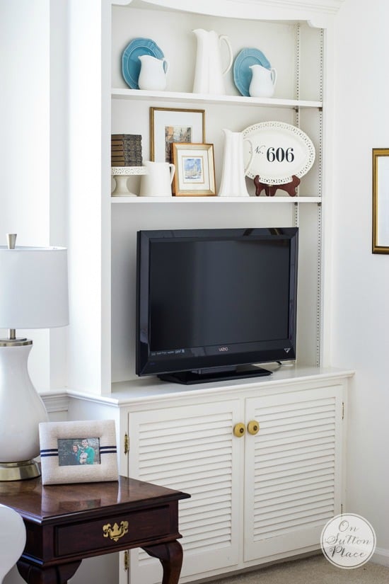 shelf styling with tv