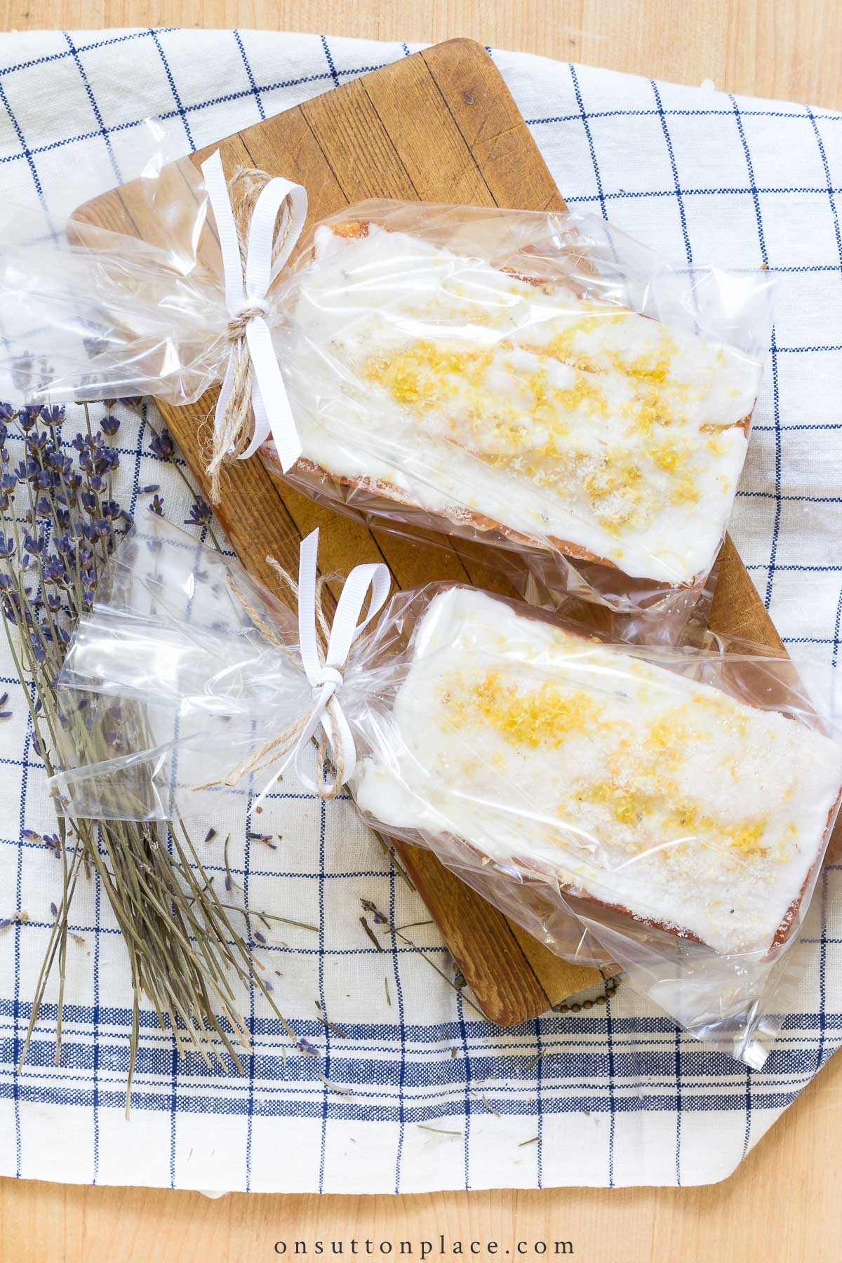 lavender lemon bread loaves in cellophane bags 2022