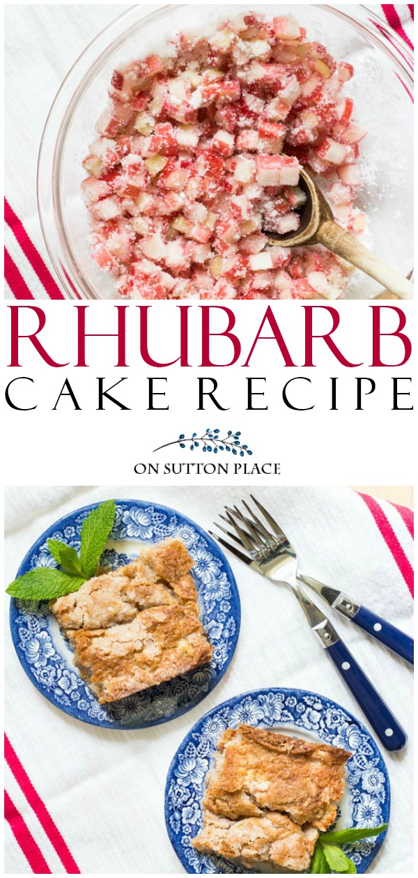 This Old Fashioned Fresh Rhubarb Cake Recipe. Makes a large cake or batter can be used to make rhubarb muffins. #rhubarb #recipeoftheday #cake #dessertrecipes #dessert