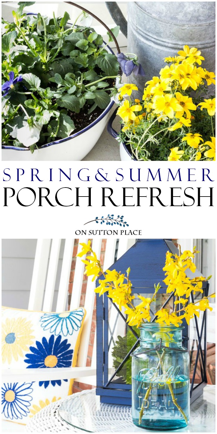 Spring into Summer Porch Refresh | Easy touches of spring that will go right into summer. Ideas and inspiration for your outdoor space.