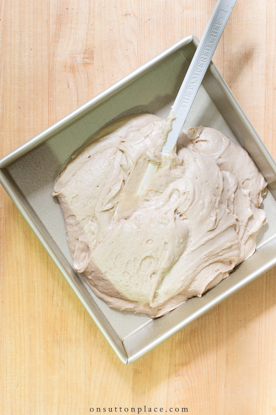 gingerbread cake recipe batter in pan