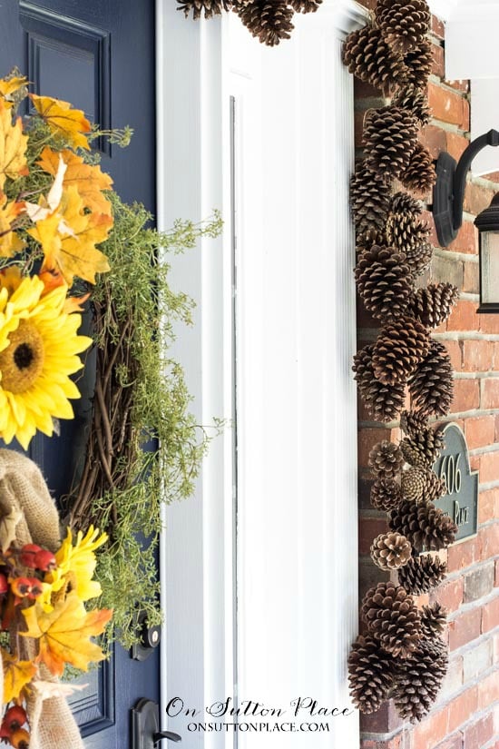 DIY Holiday Pinecone Garland Tutorial | Easy step-by-step directions for making a pinecone garland. Perfect for fall decor as well as for Christmas.