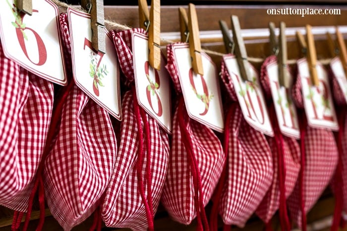 DIY Advent Calendar Printable Red Number Tags 