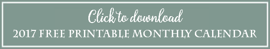 2017 Free Printable Monthly Calendar | Includes free year at a glance, individual months, weekly planner, weekly meal planner & an inspirational printable.