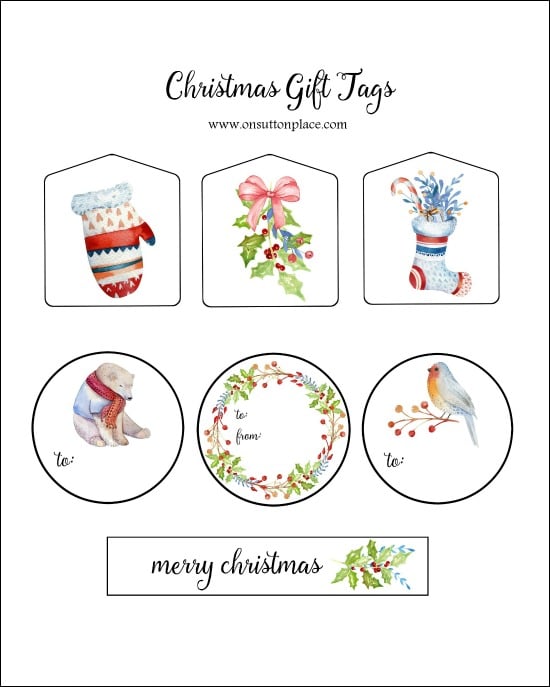 Easy Christmas Gift Wrap Ideas | Includes free printable Christmas gift tags along with holiday gift wrap inspiration. Tie-on and ribbon ideas.