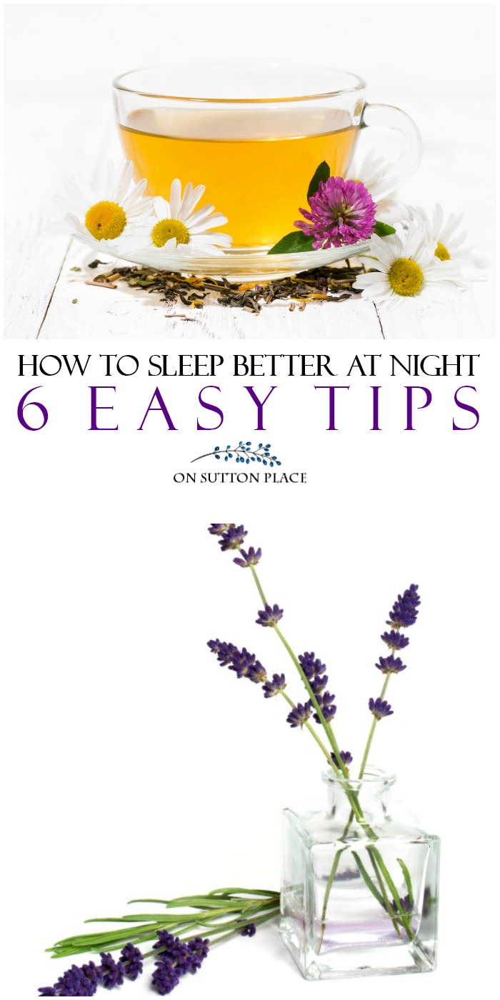 6 easy tips for how to sleep better at night. Falling asleep can be so frustrating...here are six ways to make the process less stressful. #sleeptips #sleepingtips