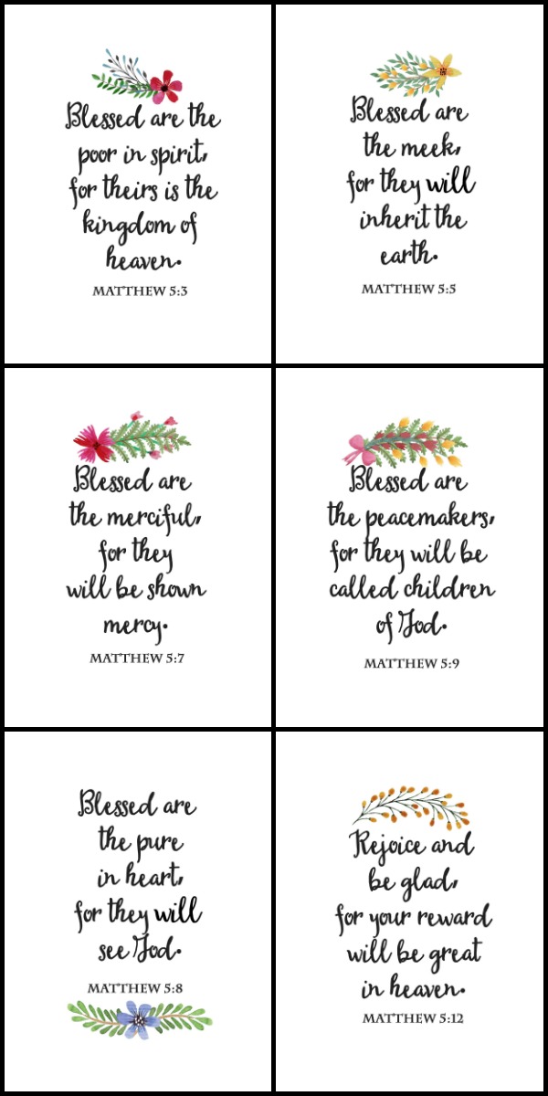 8 Beatitudes Printable