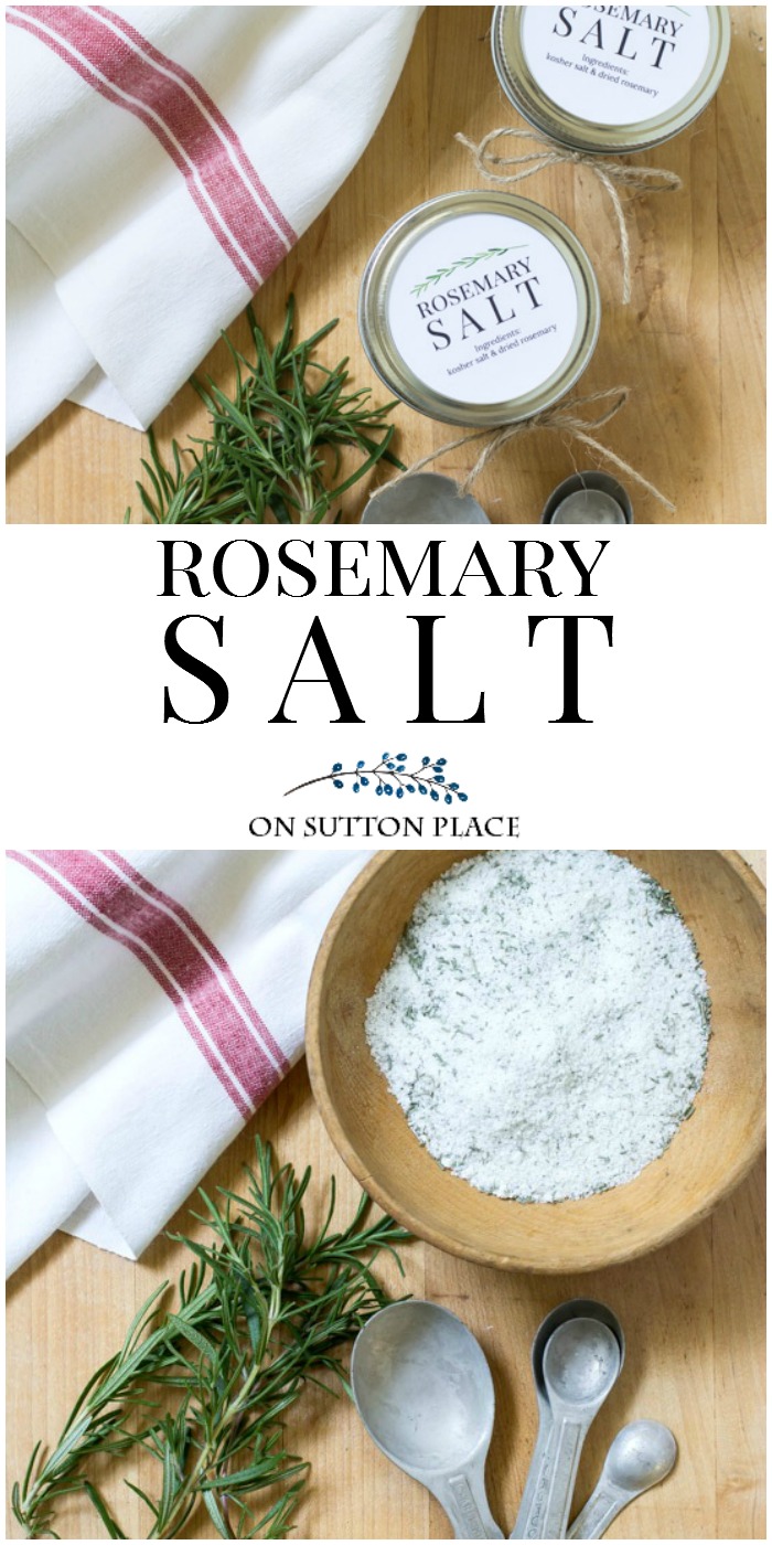 Rosemary Salt | Homemade, Simple & Delicious | Make your own rosemary salt. Perfect for grilling and baking. Makes a great gift too! Includes free labels.