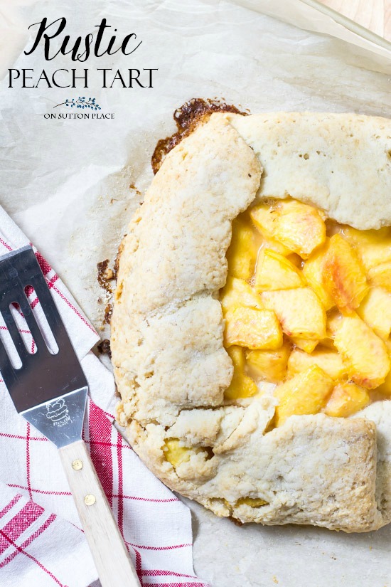 Rustic Peach Tart Recipe | Self Rising Flour Crust: Easy dessert that's simple enough for weeknight meals yet pretty enough for company. #dessert #recipe #peachtart #peachtartrecipe #peaches #pie #fruit