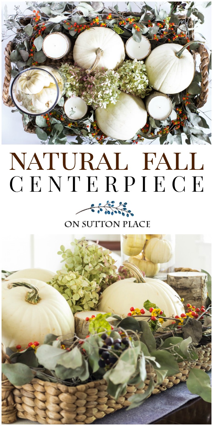 A step-by-step guide for making a natural fall centerpiece that is perfect for the autumn months. Easy Thanksgiving centerpiece idea.