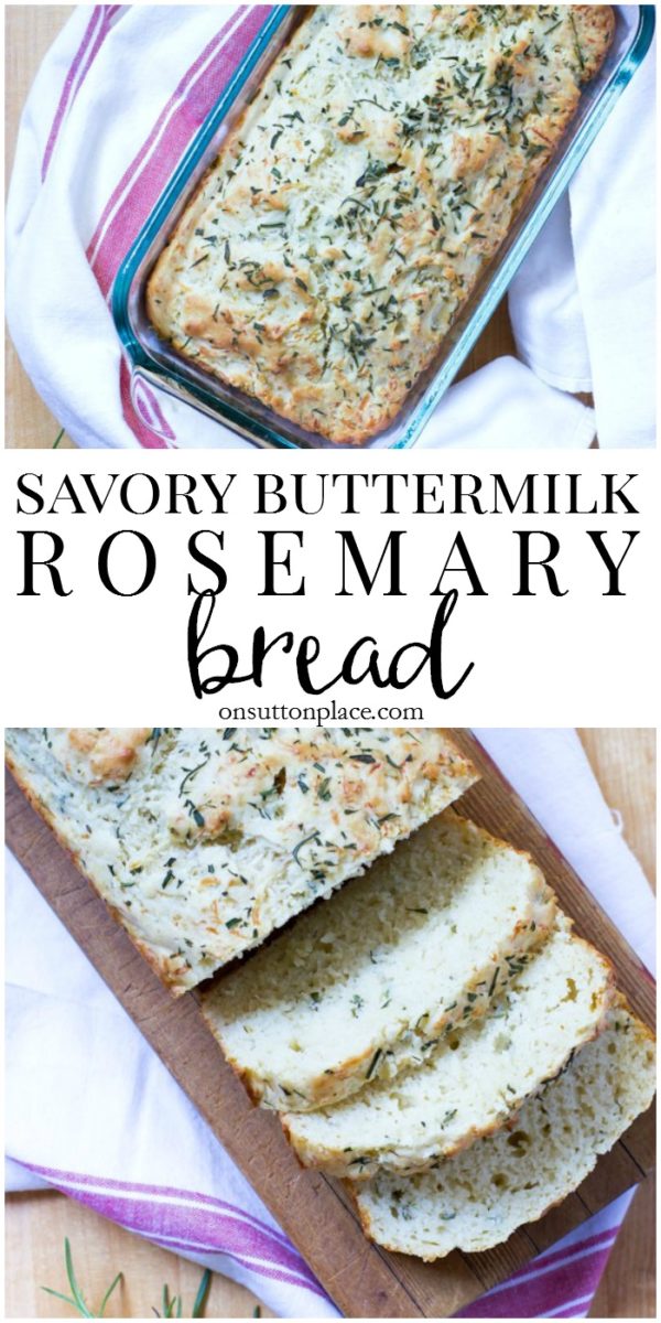 savory rosemary buttermilk quick bread pin This Savory Rosemary Buttermilk Quick Bread Recipe is the perfect addition to any meal. Simple to make, moist and flavorful quick bread with cheese.
