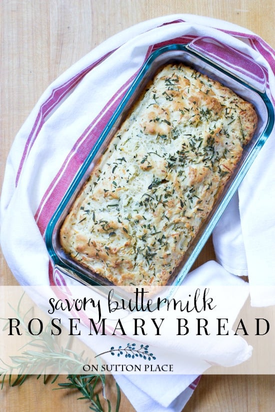 This Savory Rosemary Buttermilk Quick Bread Recipe is the perfect addition to any meal. Simple to make, moist and flavorful quick bread with cheese.