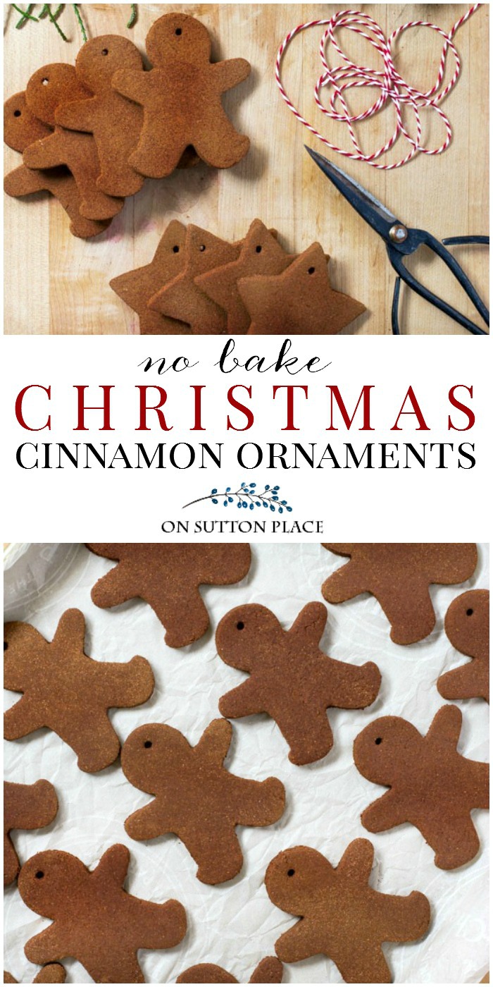 No Bake Cinnamon Applesauce Christmas Ornaments Recipe | Easy, DIY recipe for making homemade tree ornaments. Just 4 ingredients! #cinnamonornaments #cinnamongingerbread #christmasornament