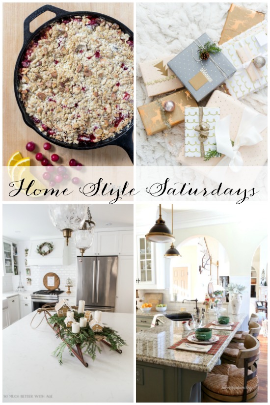 Home Style Saturdays | Christmas kitchen decor, decorating with white & metallics, the perfectly imperfect home, cranberry crumble recipe & more!