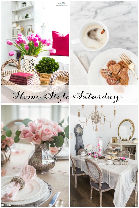 Home Style Saturdays: Simple and festive Valentine's Day decor, easy homekeeping tips & a farmhouse winter guest bedroom.