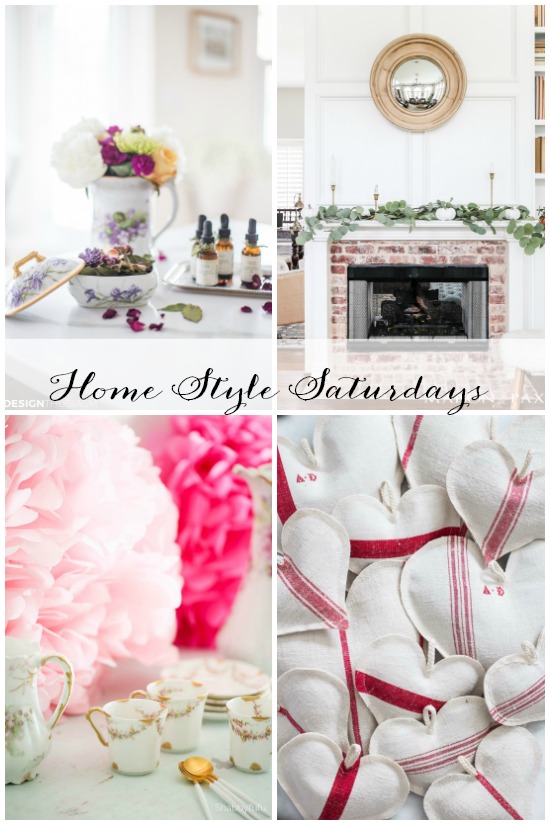 Winter Inspiration: Adding fragrance to your home, fireplace ideas, tissue paper pom poms, Valentine's Day table, heart lavender sachets, winter sunroom ideas.