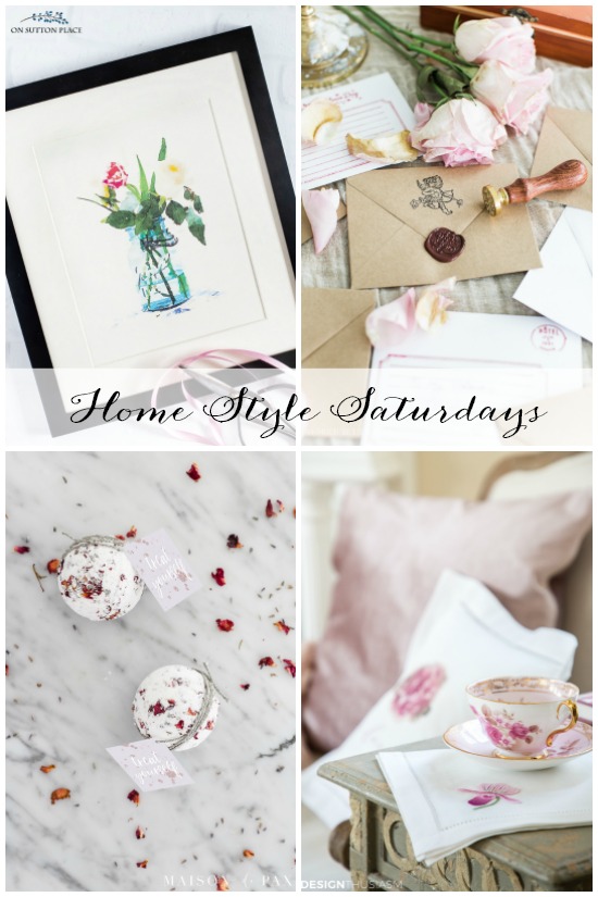 Home Style Saturdays | Watercolor printables, a winter mantel, smooth travel secrets, curating a room plus 3 easy & romantic craft ideas. #freeprintables #printables #watercolors #wallart