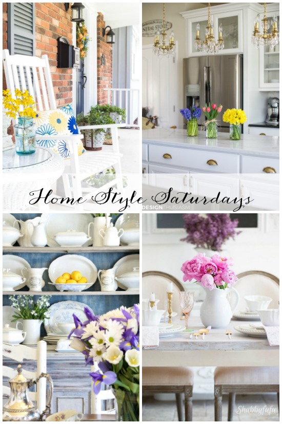 Home Style Saturdays: Easy Spring & Easter Decorating Ideas for the master bedroom, kitchen, dining room, and more. A fun spring printable and 10 Ways to Perk Up Your Porch!