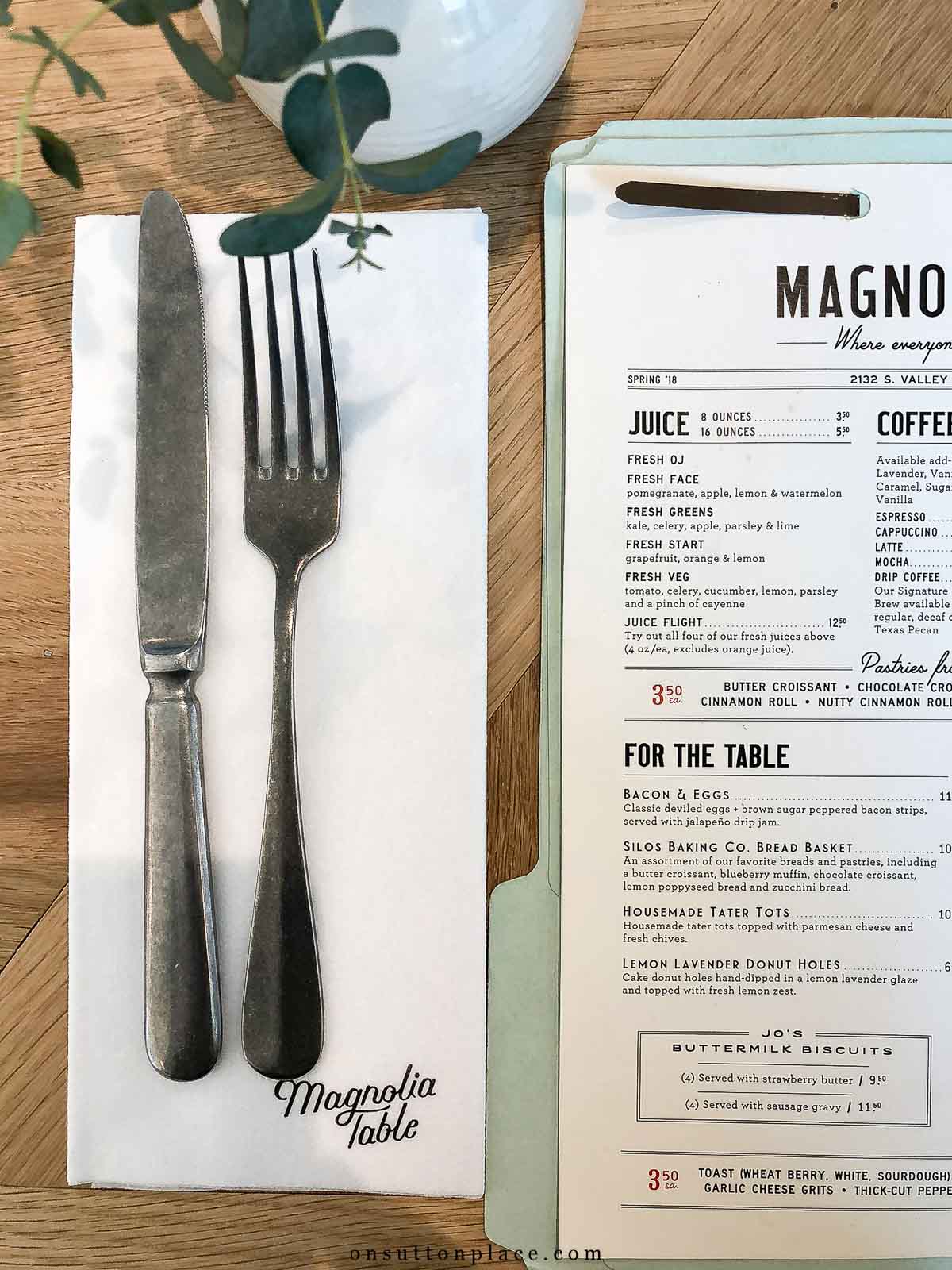 magnolia table menu