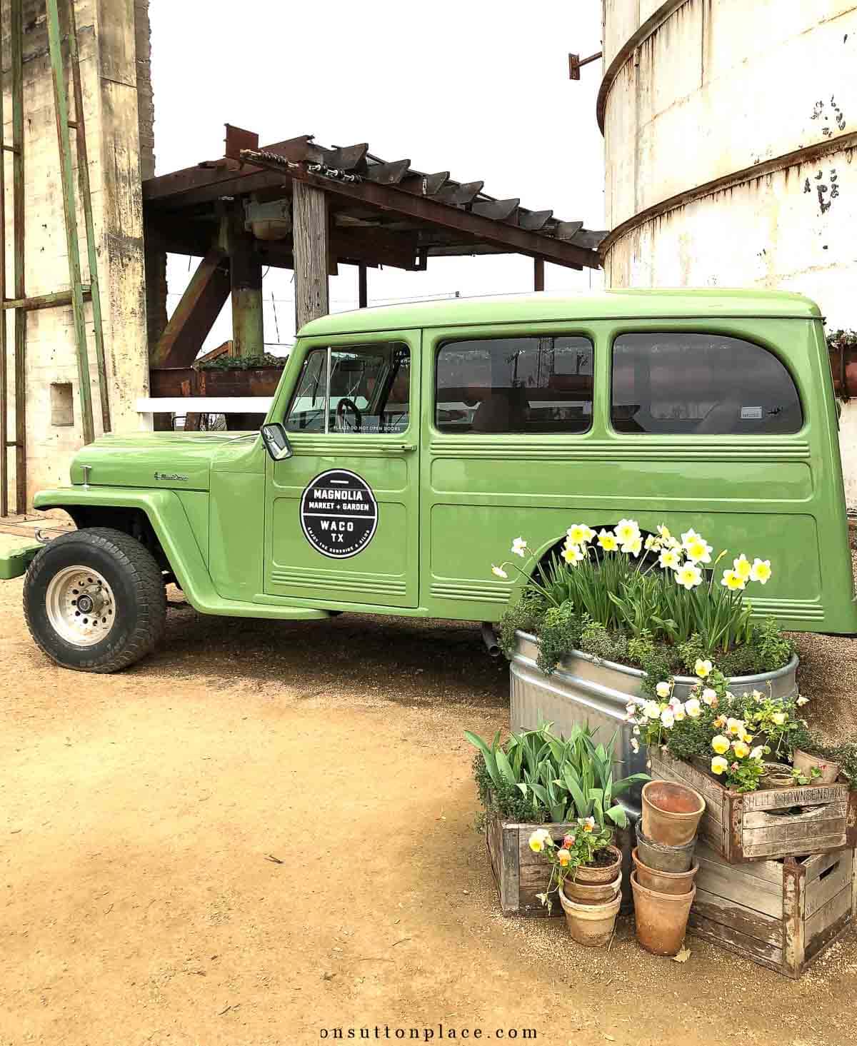 vintage green truck magnolia market tips