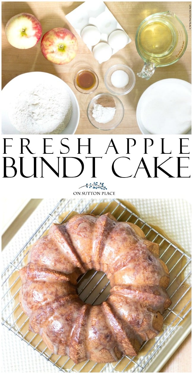 Made with finely chopped fresh apples, this Apple Bundt Cake Recipe is sure to please everyone. Includes a delicious glaze and makes enough to feed a crowd! #cake #bundtbakers #recipe #recipeoftheday #dessert #dessertrecipes
