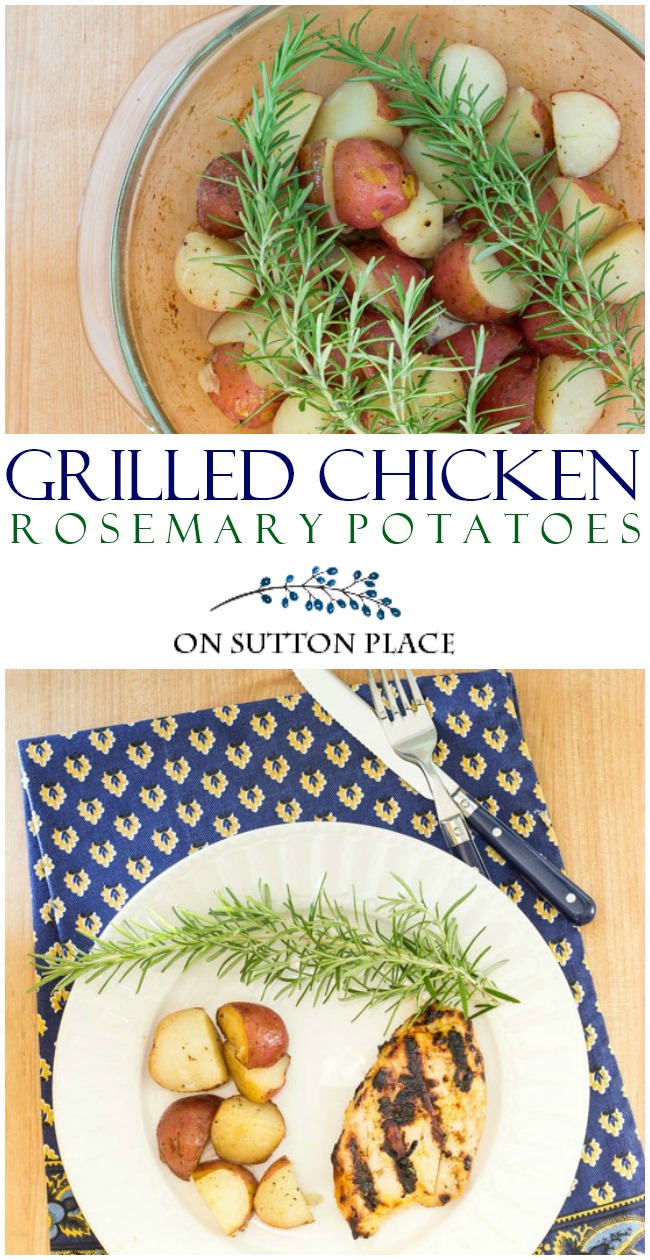 This is the best grilled chicken recipe! It's easy, quick, moist and delicious. Uses fresh or frozen chicken breasts. Paired with rosemary roasted potatoes, it makes the perfect summertime meal. #chicken #recipe #barbecue #bbq