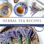 homemade herbal tea recipes collage pin with uppercase text