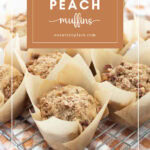 peach muffins recipe pin with text box
