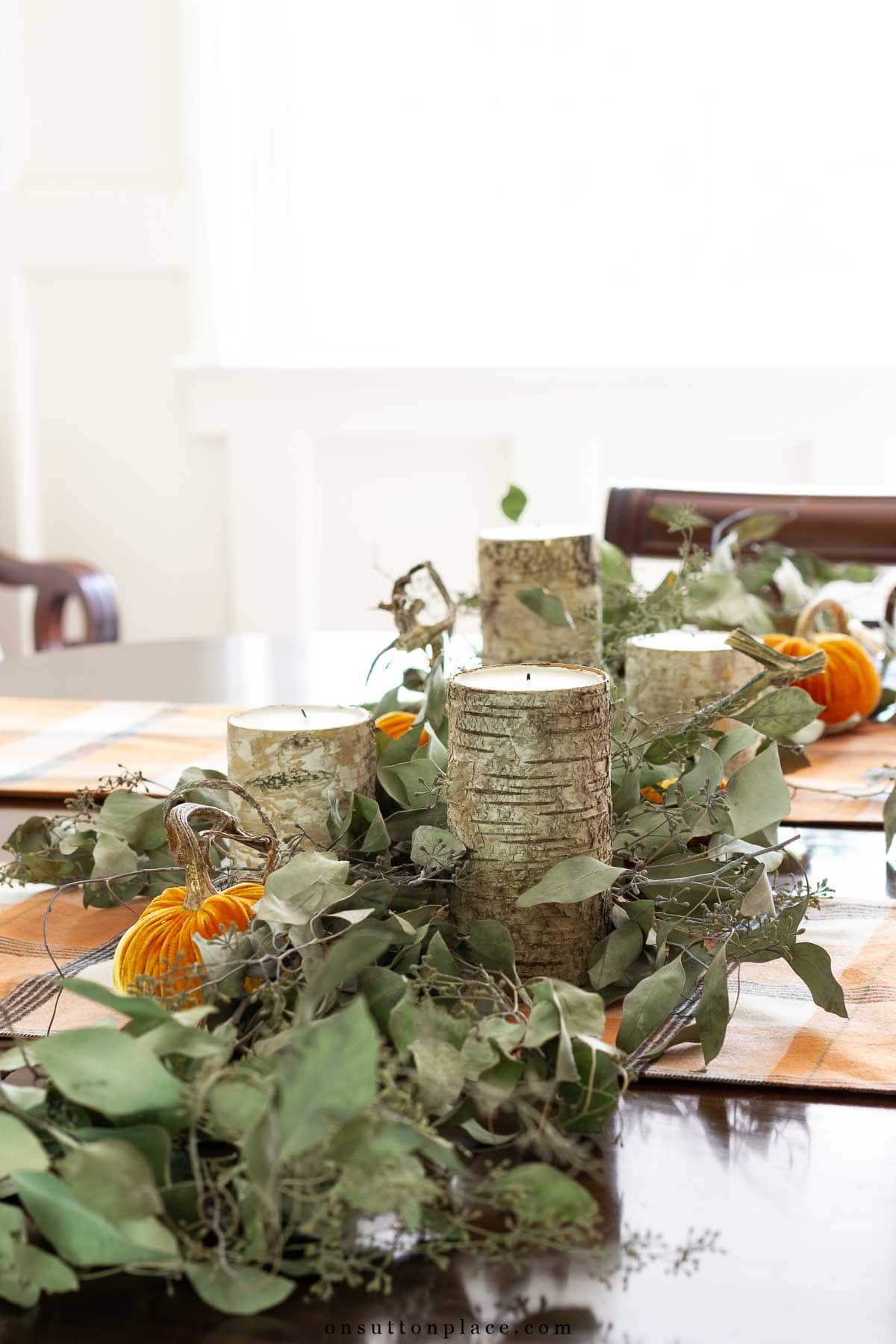 fall centerpiece idea diy eucalyptus garland