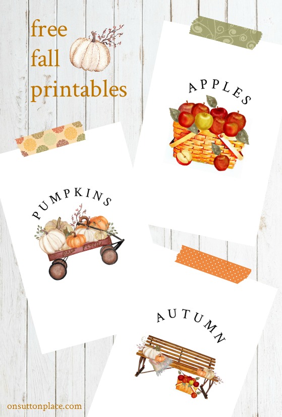 Use these new free fall printables to easily make your own DIY wall art. Just download and print for instant autumn decor! #freeprintable #fall #falldecor #fallprintable #autumn #apples #pumpkins #wallart #falldecorideas