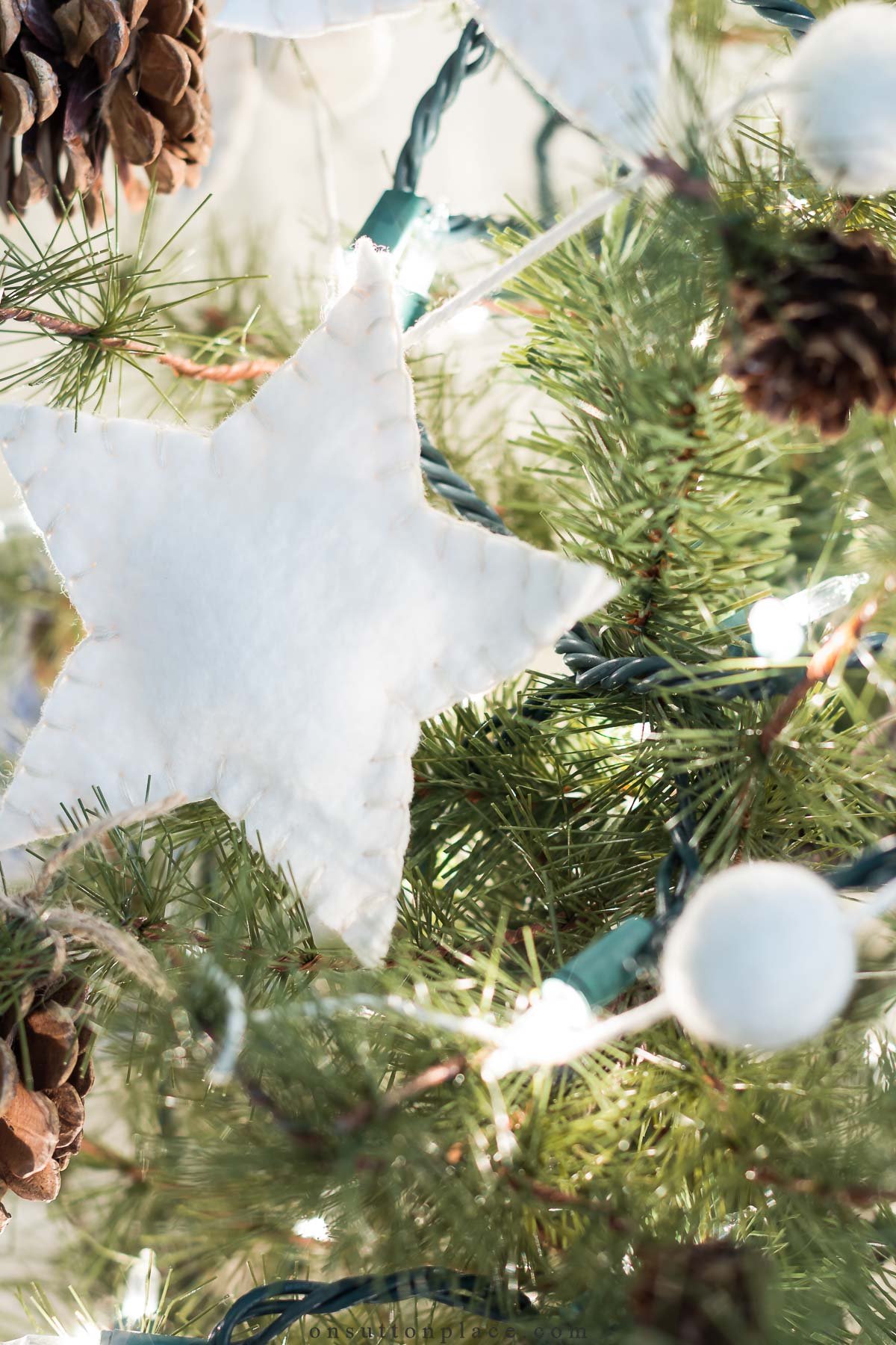 wool felt star on christmas tree