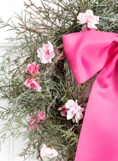 hss heart wreath pink flowers pink grosgrain ribbon bow fi