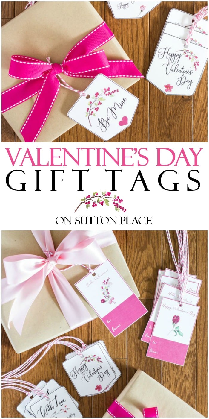 Use these Valentine's Day Free Printable Gift Tags for your handmade gifts. Digital download features five different tags. Easy custom touch for your Valentine's gifts!