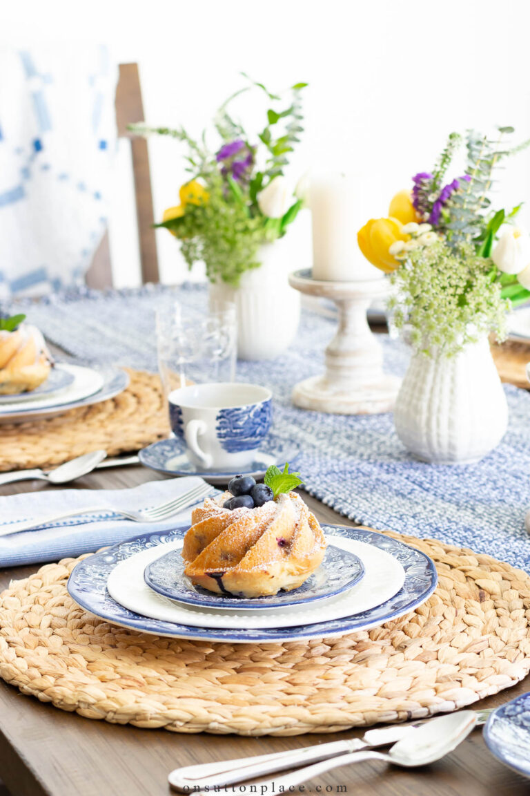 Blue and White Table Setting Ideas for Spring - On Sutton Place, image size:768x1152