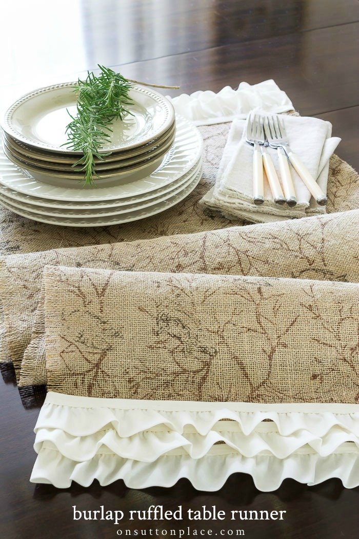 No Sew Burlap Ruffled Runner Tutorial On Sutton Place