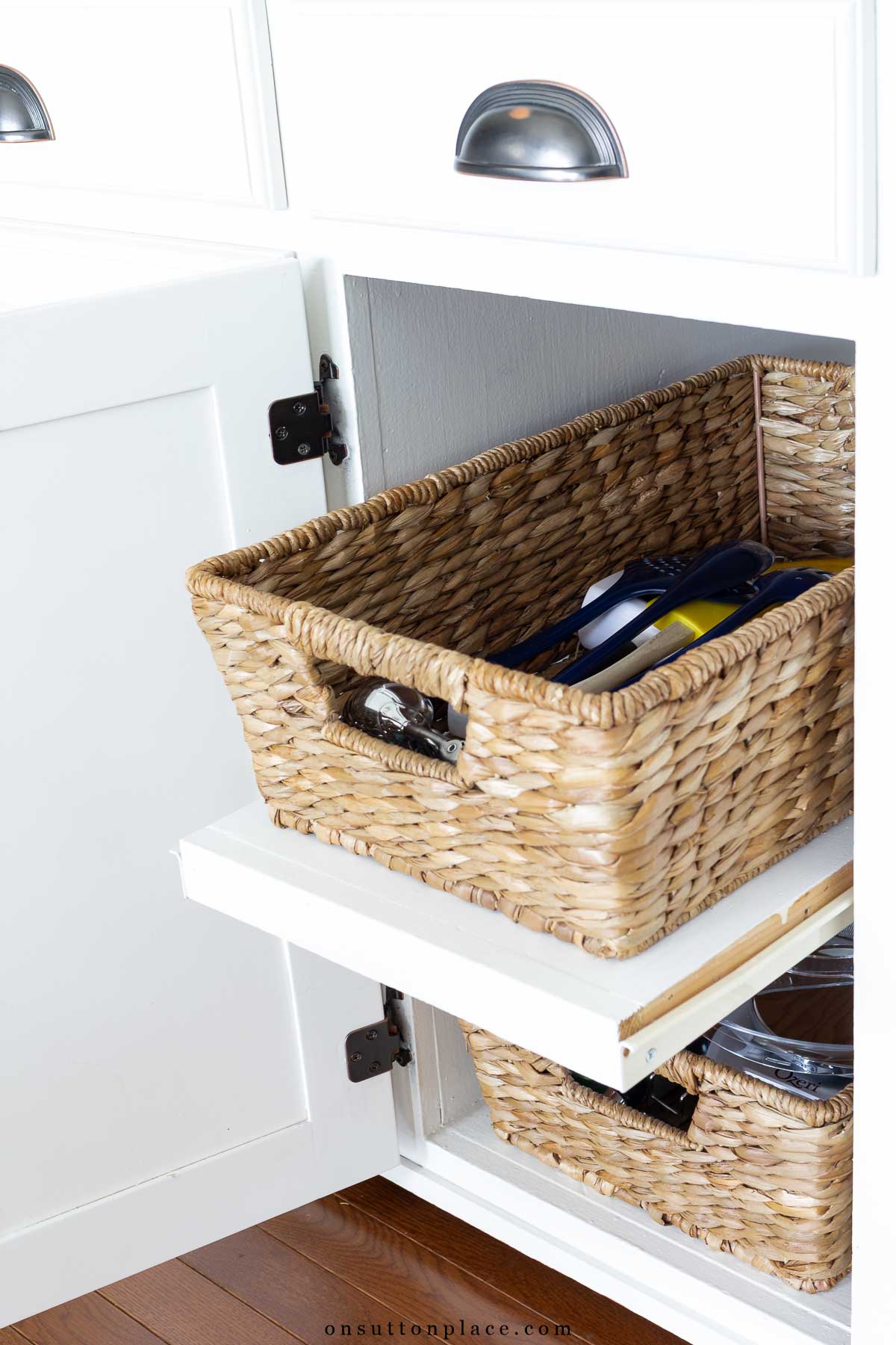 kitchen cabinet organization ideas with baskets