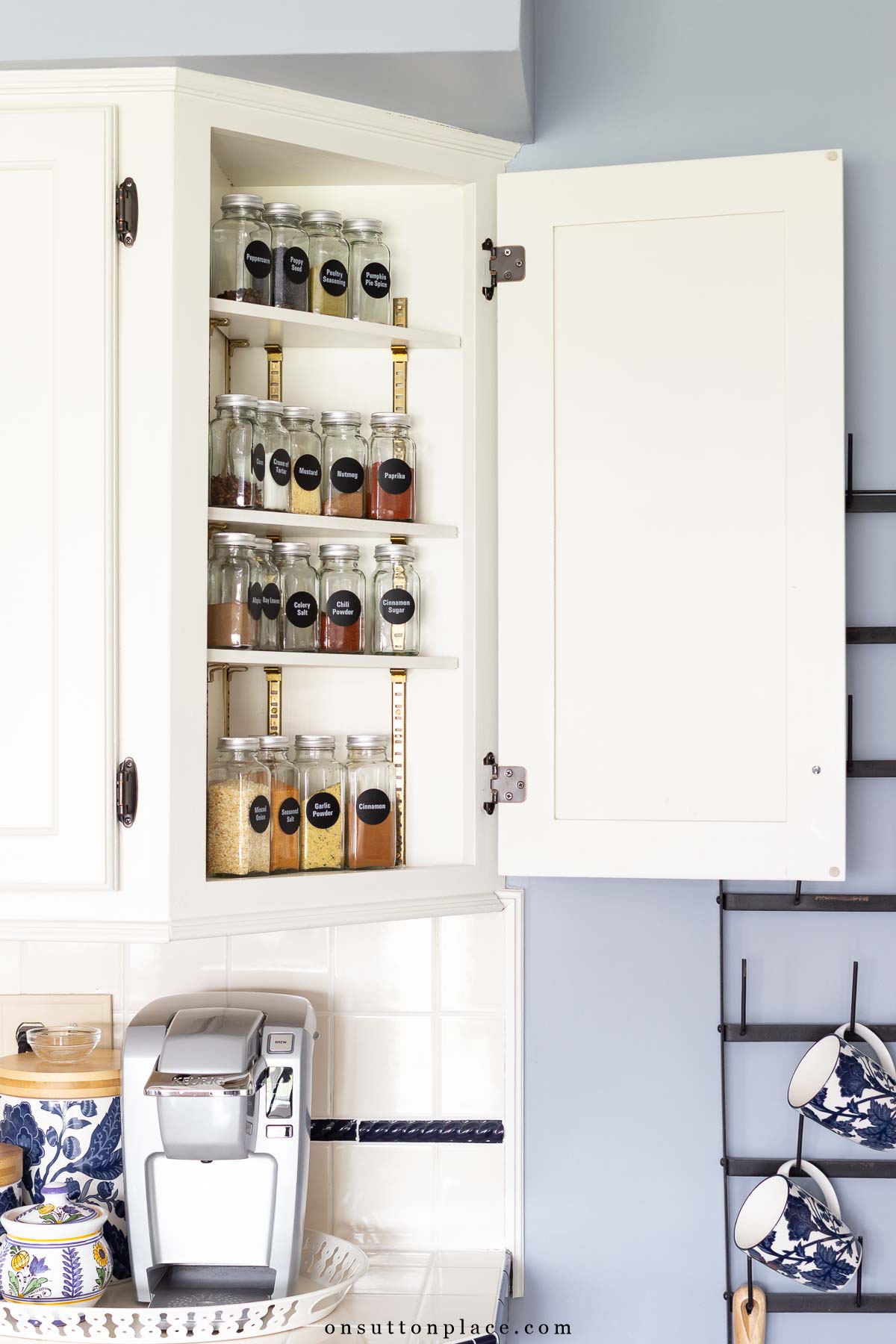 kitchen cabinet organization ideas spice storage in clear jars